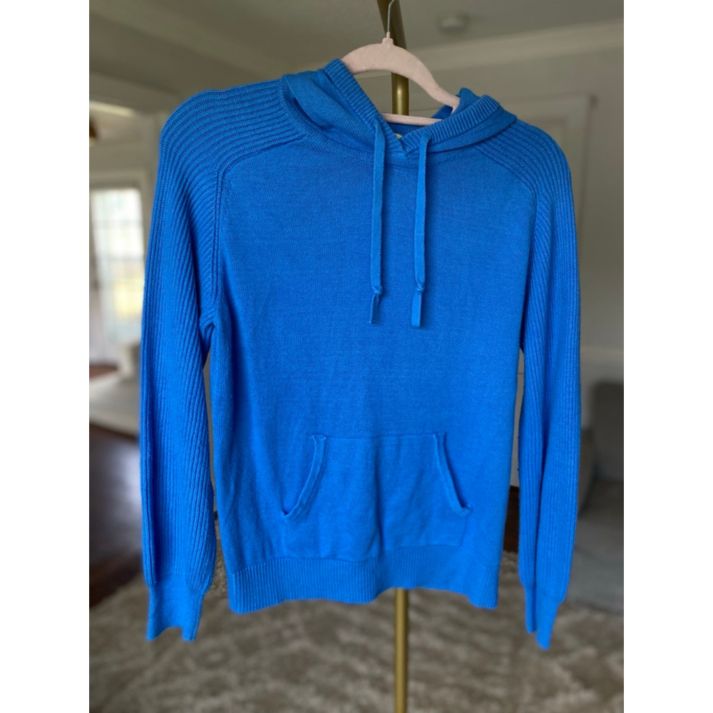 Style & Co Knit Hoodie Pullover Bright Blue Cozy Buttery Soft Ribbed M Lounge - Picture 2 of 7